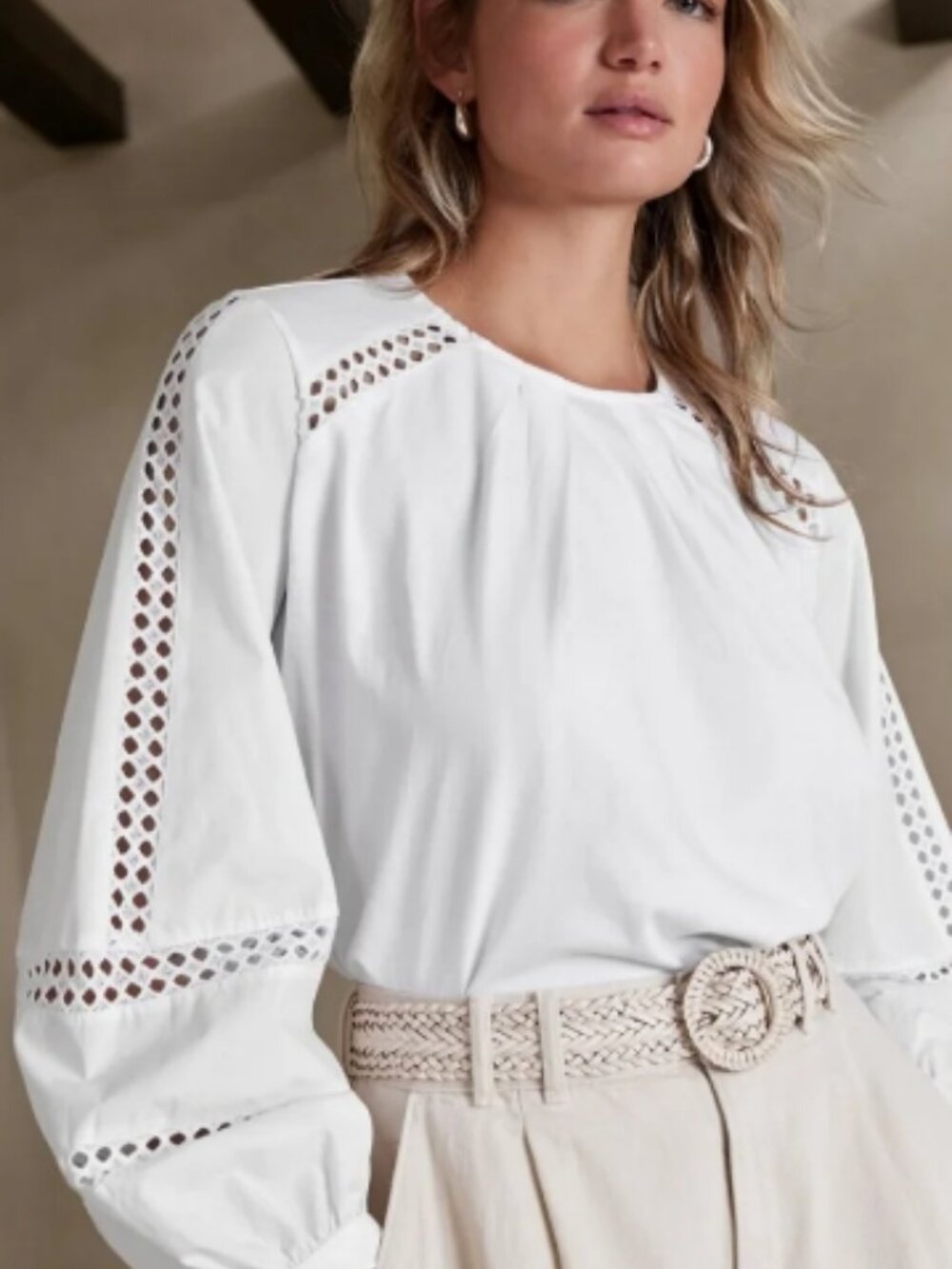 NWT Banana Republic Lantern Sleeve Blouse Sz Med MSRP $60